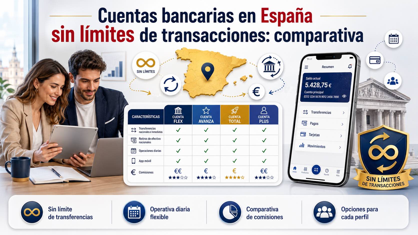 Cuentas bancarias en España sin límites de transacciones